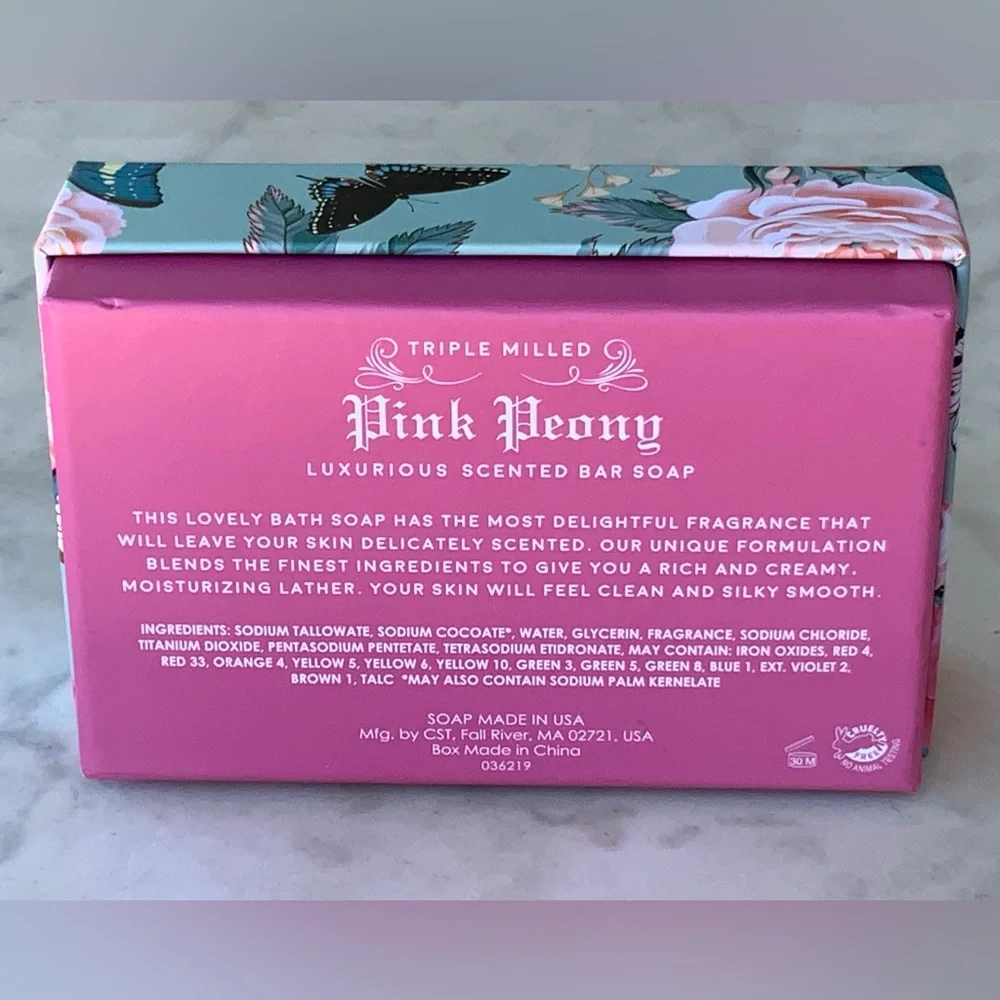 CST COMMONWEALTH PEONY PINK SCENTED BAR SOAP TRIPLE MILLED LUXURIOUS NIB